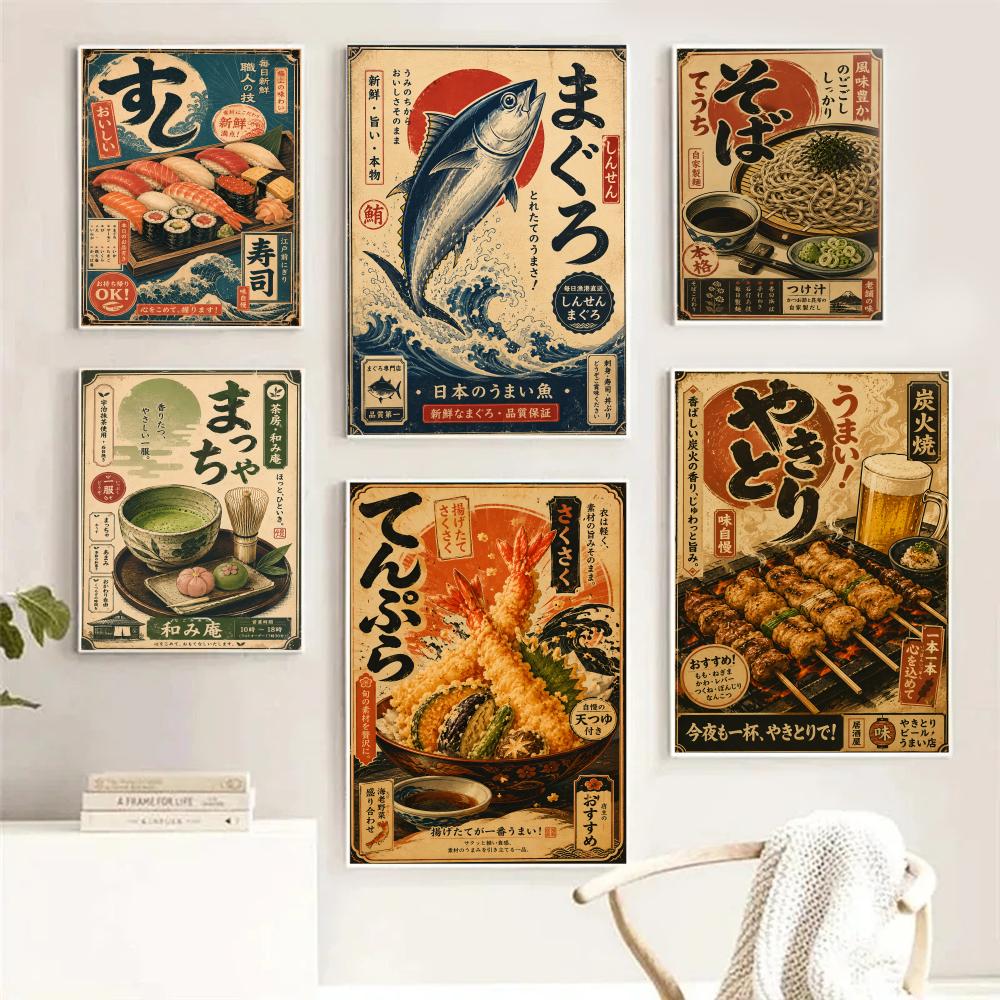 Interior Design Japan - Vintage Japon Balık Suşi Lamian Erişte